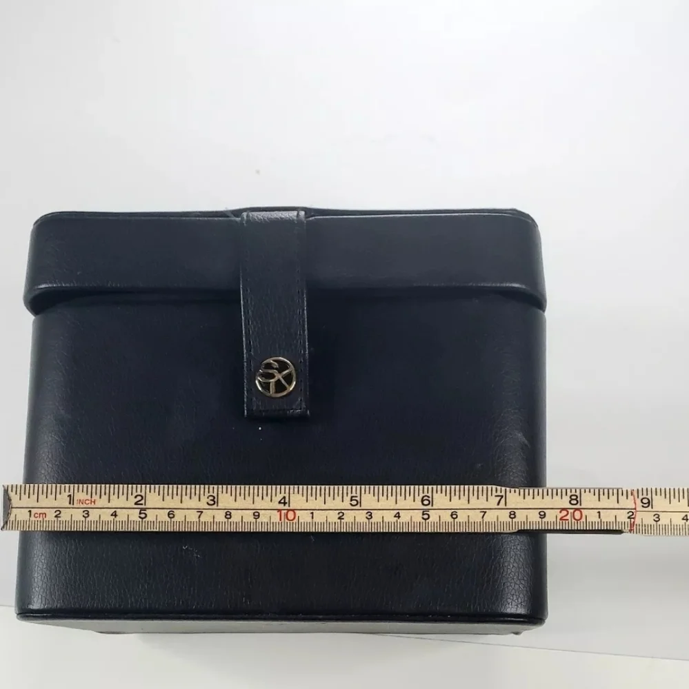 Sonia Kashuk Small Makeup Carrier Faux Leather Black Square Magnetic Enclosure